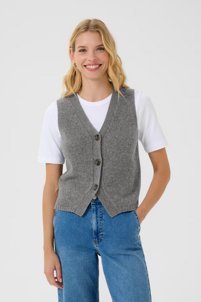 Part Two Ladies SylvapW Waistcoat In Medium Grey Melange