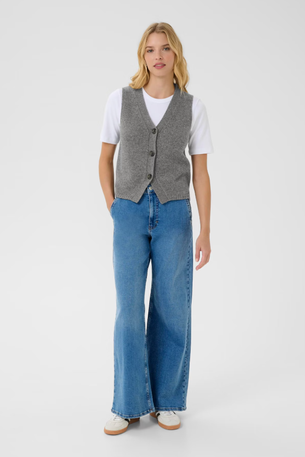 Part Two Ladies SylvapW Waistcoat In Medium Grey Melange