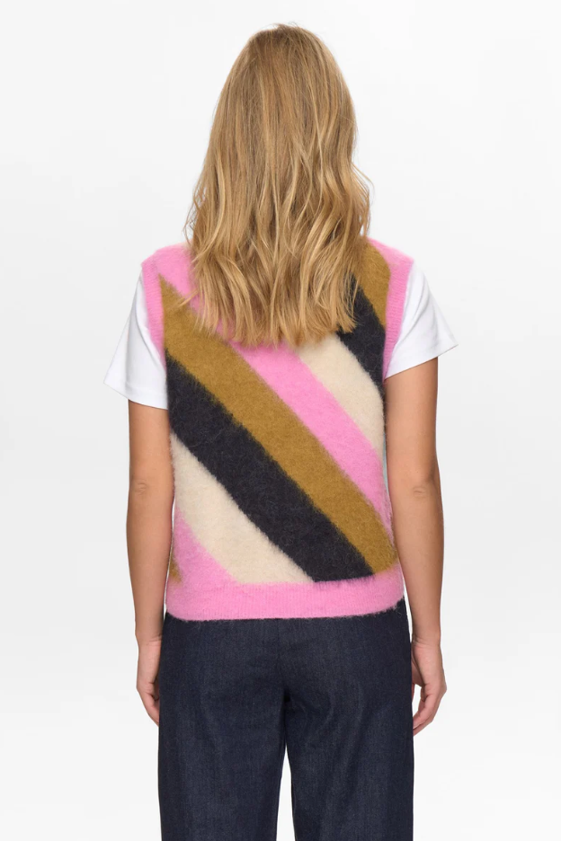 Numph Ladies NUSURI MULTI STRIPE VEST - Obsidian