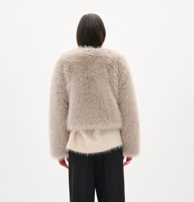 In Wear Ladies Faux Fur Jacket ZaziaIW in Clay, Zazia