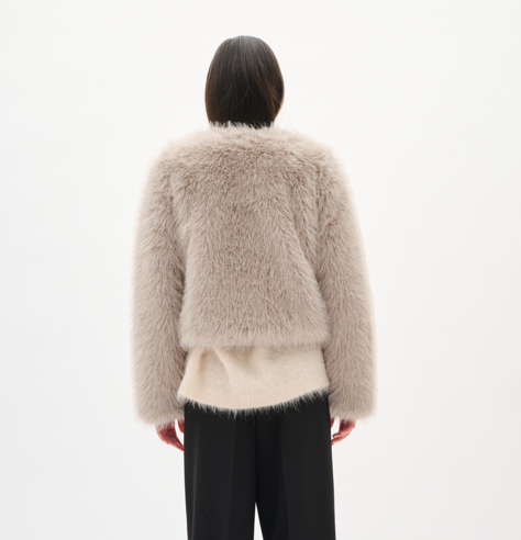 In Wear Ladies Faux Fur Jacket ZaziaIW in Clay, Zazia