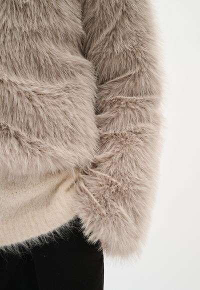 In Wear Ladies Faux Fur Jacket ZaziaIW in Clay, Zazia