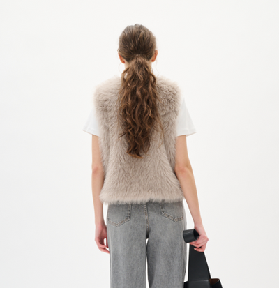 In Wear Ladies  Faux Fur Waistcoat ZaziaIW in Clay, Zazia Gilet