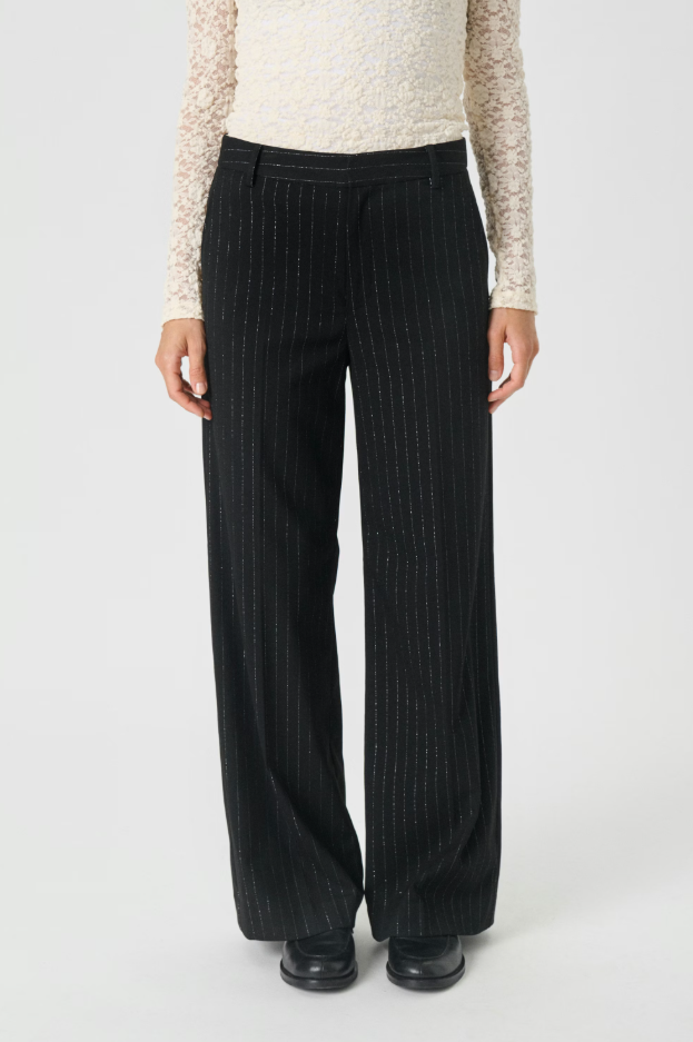 Part Two Ladies Vanillapw Pants In Black Metallic Stripe - Vanilla Trousers