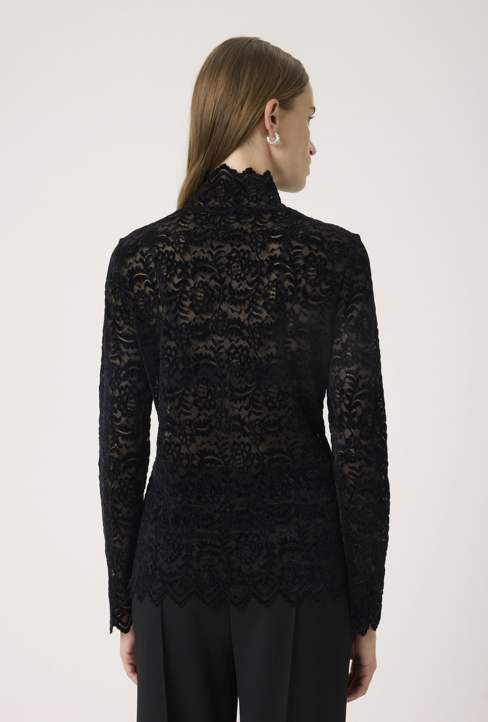 Soaked in Luxury Ladies SLSable Mockneck Tee in Black, Sable