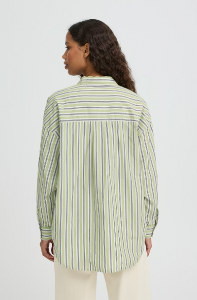 Ichi Ladies IHFluca Shirt In Green Stripe