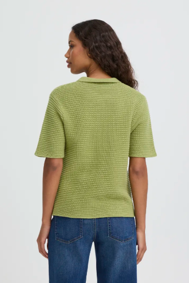 Ichi Ladies IHDEMUE Cardigan Short Sleeve In Iguana