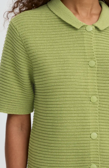 Ichi Ladies IHDEMUE Cardigan Short Sleeve In Iguana