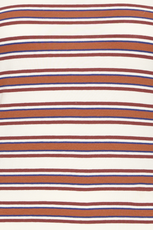 Ichi Ladies Long Sleeve T Shirt IHMira in Red Multi Stripe, Mira Tee