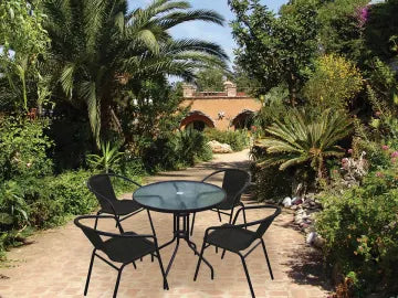 5 Piece Rattan Set Black
