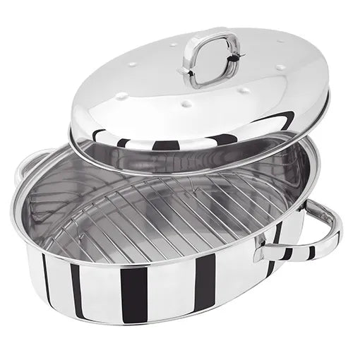 Judge Stainless Steel Self Basting Roaster 32cm x 22cm x 15cm Roaster With Rack TC120