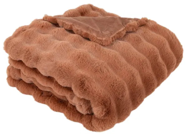 Malini Raffles Orange Throw SOFT SQUARETEXTURED THROW IN FAUX RABBIT ORANGE150 X 200