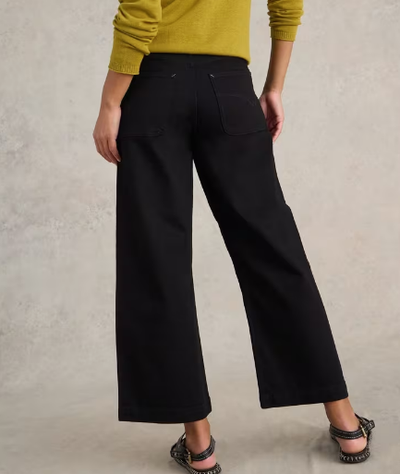 White Stuff Tia Cropped Wide Leg Jean in Pure Black