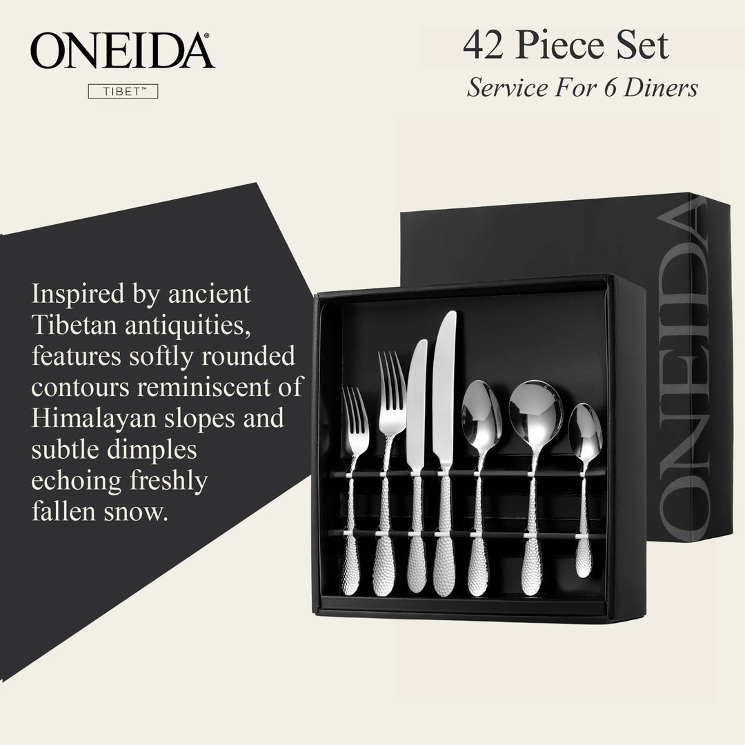ONEIDA TIBET 42 Piece Stainless Steel Cutlery Set 6 Place Settings