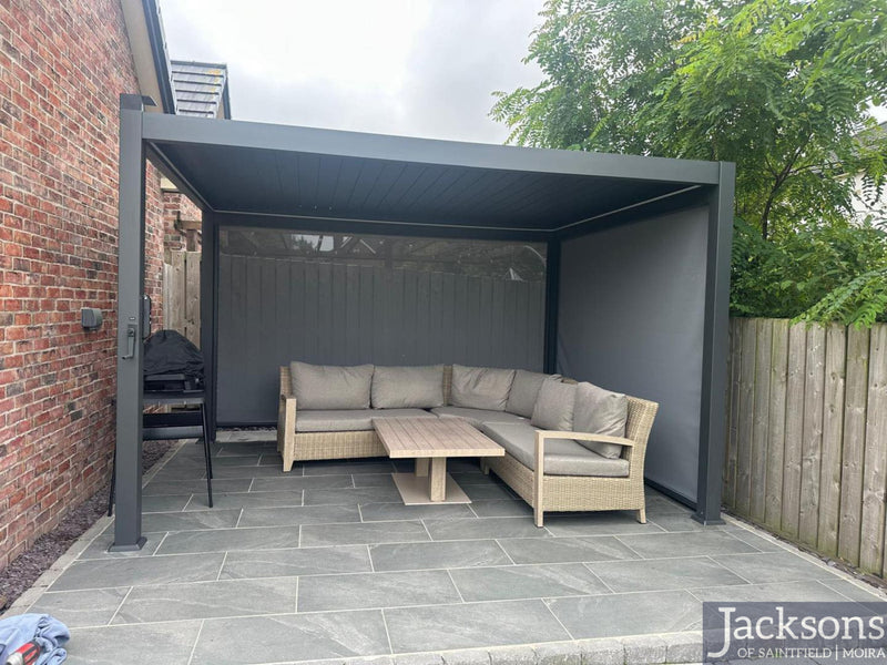 Hartman Premium 3m x 3m Pergola Dark Grey Aluminium Framed