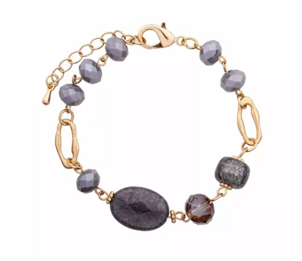 D&X Venus Semi-precious Stones Crystal Clasp Bracelet in Gold Tone
