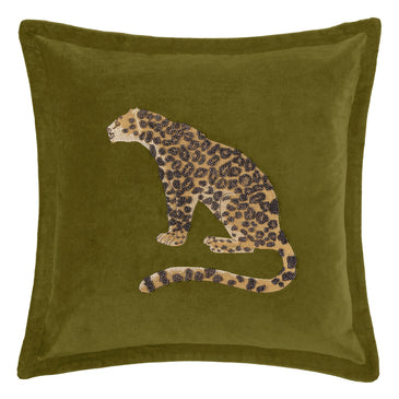 Voyage Maison Waghoba Embroidered Feather Cushion Olive 55x55cm