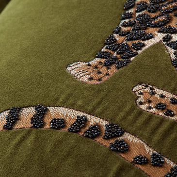 Voyage Maison Waghoba Embroidered Feather Cushion Olive 55x55cm