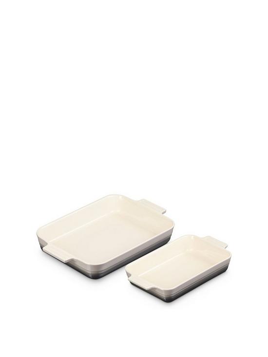 Le Creuset Set Of 2 Classic 26/32cm Rectangular Dishes Flint