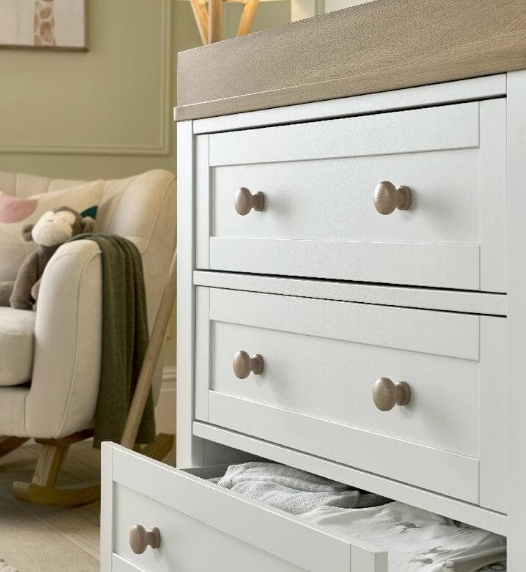 Mamas & Papas Wedmore 3 Piece Cotbed Range with Dresser Changer & Wardrobe - White/Natural