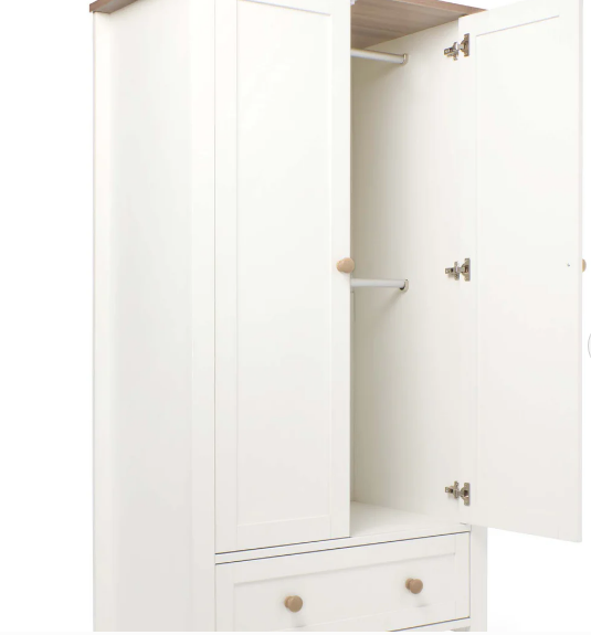 Mamas & Papas Wedmore 3 Piece Cotbed Range with Dresser Changer & Wardrobe - White/Natural