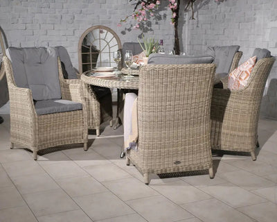 Royalcraft Wentworth 6 Seater Ellipse Oval Dining Set With 6 High Back Chairs