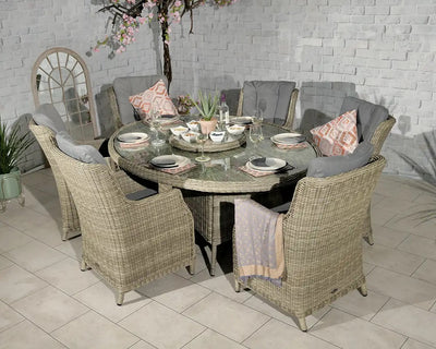 Royalcraft Wentworth 6 Seater Ellipse Oval Dining Set With 6 High Back Chairs