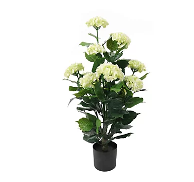 Wonderleaf Artificial White Hydrangea in Pot 90cm, Outdoors 5 Year UV Guarantee