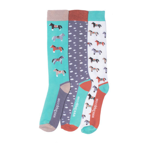 Womans Toggi Pony and Spot 3 Pack Socks 4-8