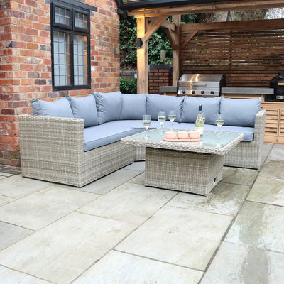 Royalcraft Wentworth 6 Seater Corner Lounging Set With Rise and Fall Table