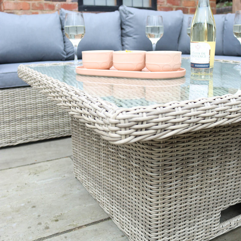 Royalcraft Wentworth 6 Seater Corner Lounging Set With Rise and Fall Table