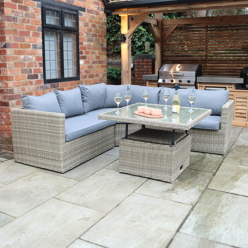 Royalcraft Wentworth 6 Seater Corner Lounging Set With Rise and Fall Table