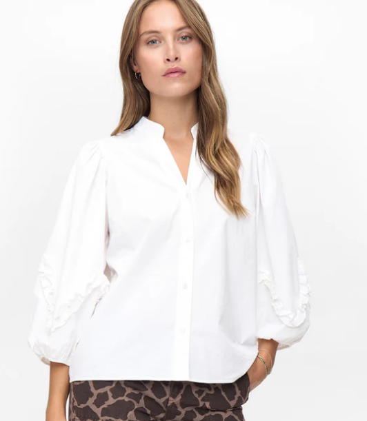 Numph Ladies Shirt NUAiko in Bright White, Aiko Balloon Sleeve