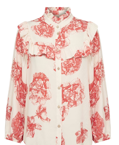 Culture Ladies CUalexa Blouse In Offwhite/Red Flower