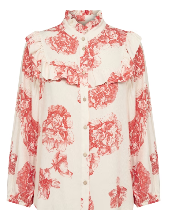 Culture Ladies CUalexa Blouse In Offwhite/Red Flower, Alexa