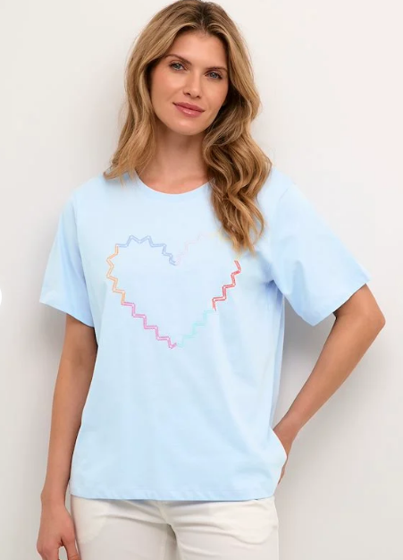 Culture Ladies CUamora Heart t-shirt Cashmere Blue, amora
