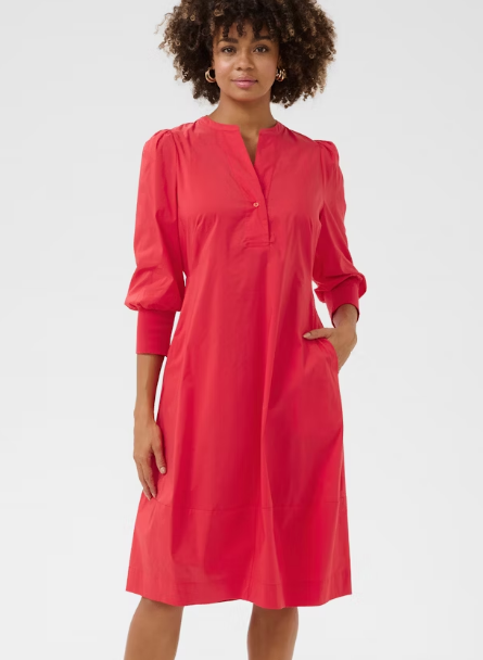 Culture Ladies CUantoinett 3/4 Sleeve Dress In Fiery Red