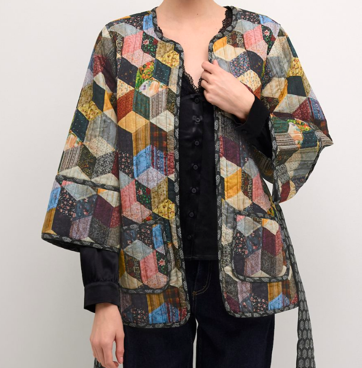 Culture Ladies Long Jacket CUAysha in Patchwork Mix, Aysha