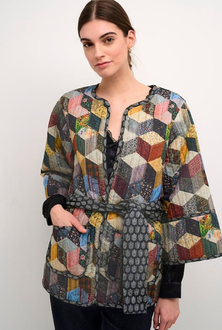 Culture Ladies Long Jacket CUAysha in Patchwork Mix, Aysha