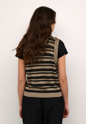 Culture Ladies Vest CUBay in Sand black Stripe, Bay Sleeveless Pullover