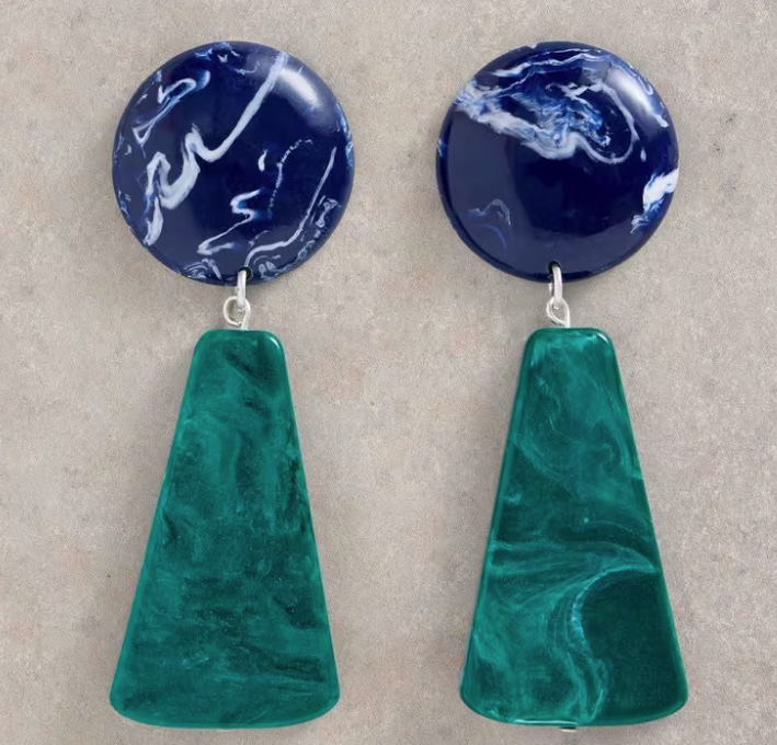 White Stuff Bella Resin Drop Earring in TEAL MULTI