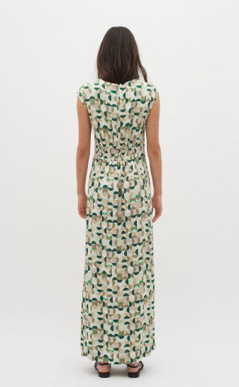 In Wear Ladies Dress BerilIW in Green Geometrics, Beril