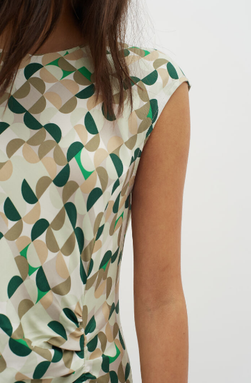 In Wear Ladies Dress BerilIW in Green Geometrics, Beril