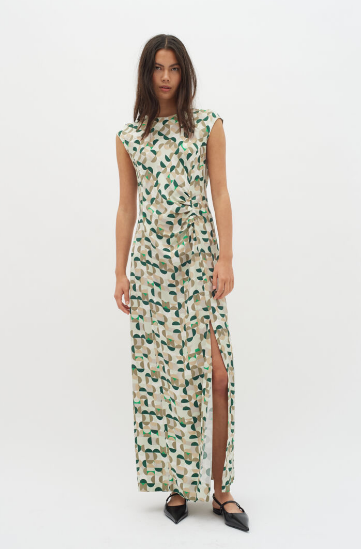 In Wear Ladies Dress BerilIW in Green Geometrics, Beril