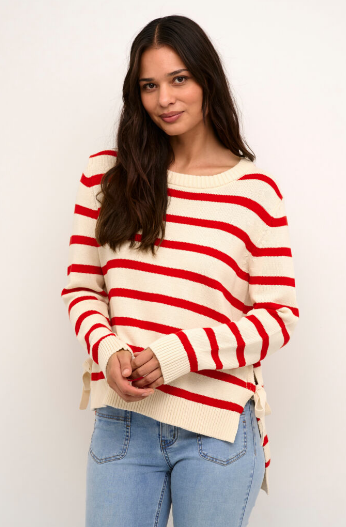 Culture Women’s CUbitta Stripe Pullover in WhiteCap/RedStripe