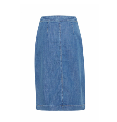 Ichi Ladies IHBONNIES Skirt In Washed Blue Denim, Bonnies