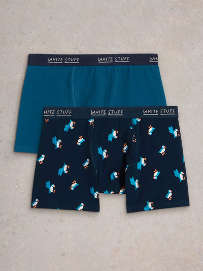 White Stuff  2pack Boxers 2pack Boxers Plain Print in MID TEAL