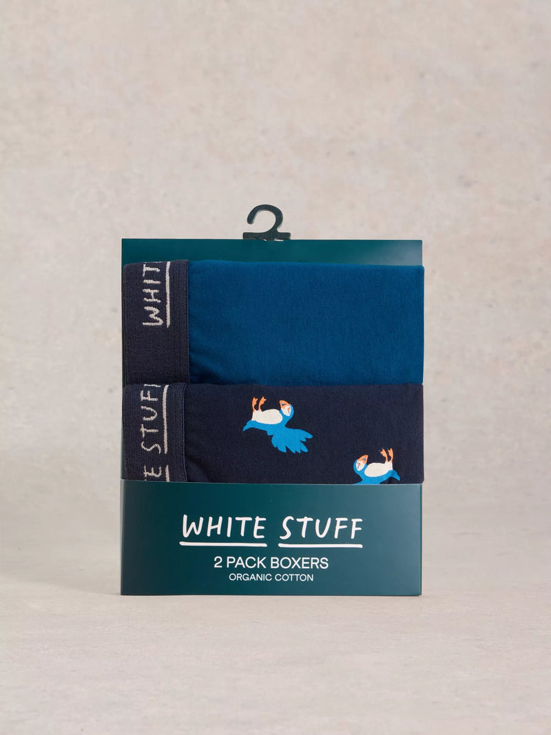 White Stuff  2pack Boxers 2pack Boxers Plain Print in MID TEAL