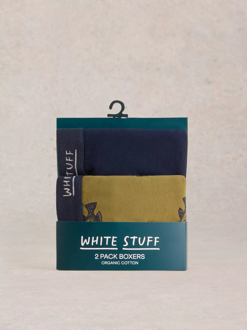 White Stuff 2pack Boxers Plain Print in GREEN MULTI