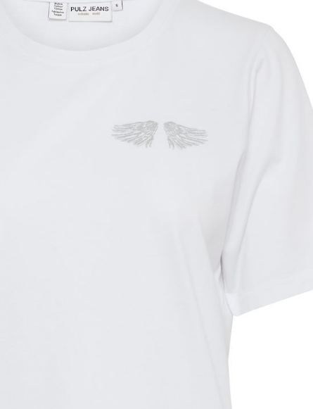 Pulz Jeans Womens t-shirt PZBRIELLE Wing Bright White
